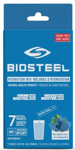 BioSteel High-Performance Sports Hydration Mix (7 Count) -Hockey Sports Store 630614 CAN 20Biosteel Hydration 20Mix Blue 20Raspberry 7CT Front