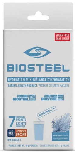 BioSteel High-Performance Sports Hydration Mix (7 Count) -Hockey Sports Store 630617 CAN 20Biosteel Hydration 20Mix White 20Freeze 7CT Front